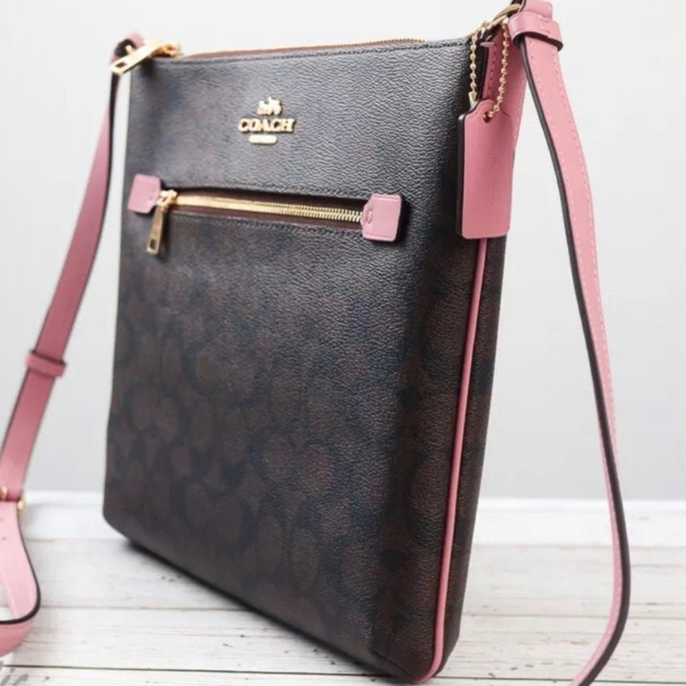 NWT Coach Signature Crossbody bag Brown/True Pink